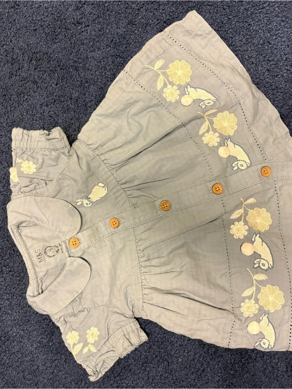 M&S Beatrix Potter Light Blue Embroidered Button-Front Dress